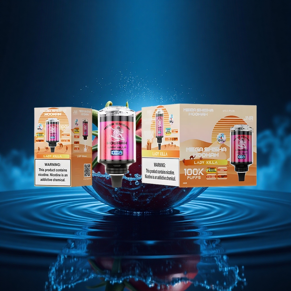 JNR Mega Shisha Hookah 100K Asesina de Damas 2200mAh Pantalla Inteligente