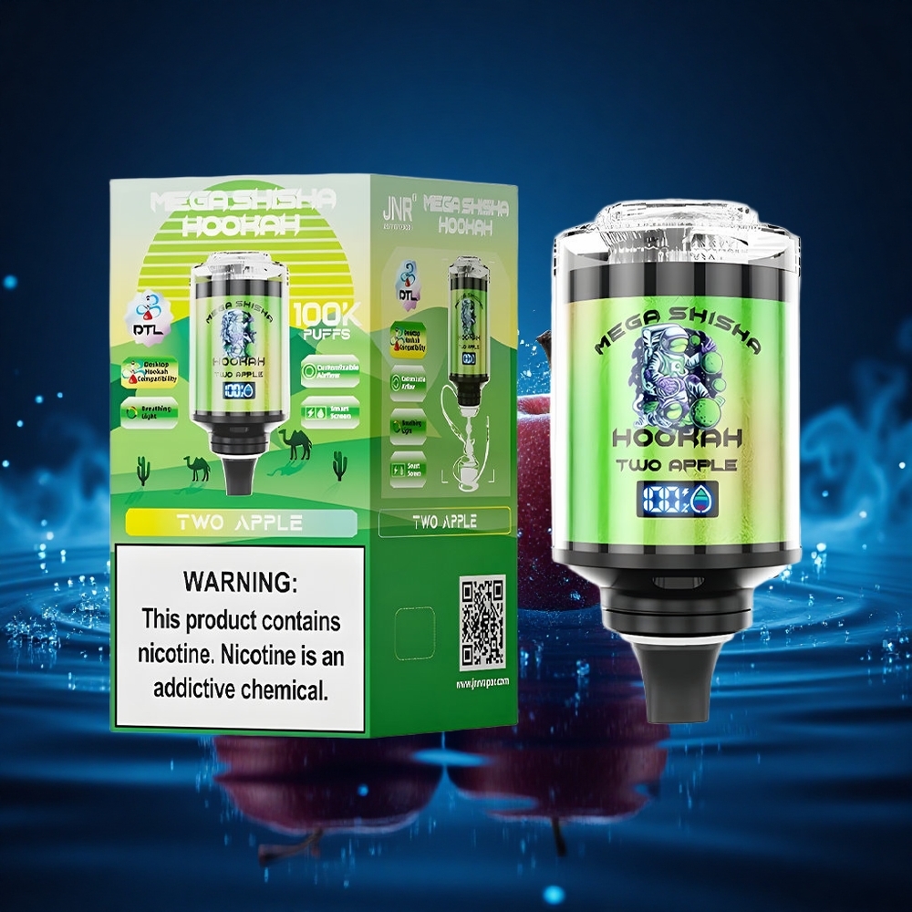 JNR Mega Shisha Hookah 100K Dos Manzanas Luz Inteligente y Pantalla Interactiva