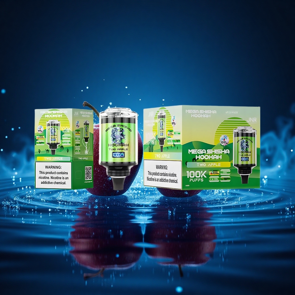 JNR Mega Shisha Hookah 100K Dos Manzanas Luz Inteligente y Pantalla Interactiva