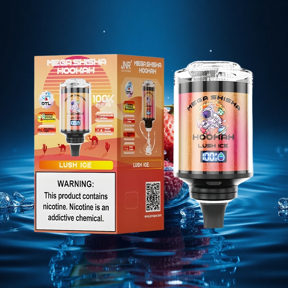 JNR Mega Shisha Hookah 100K Hielo Fresco 2200mAh Pantalla Inteligente