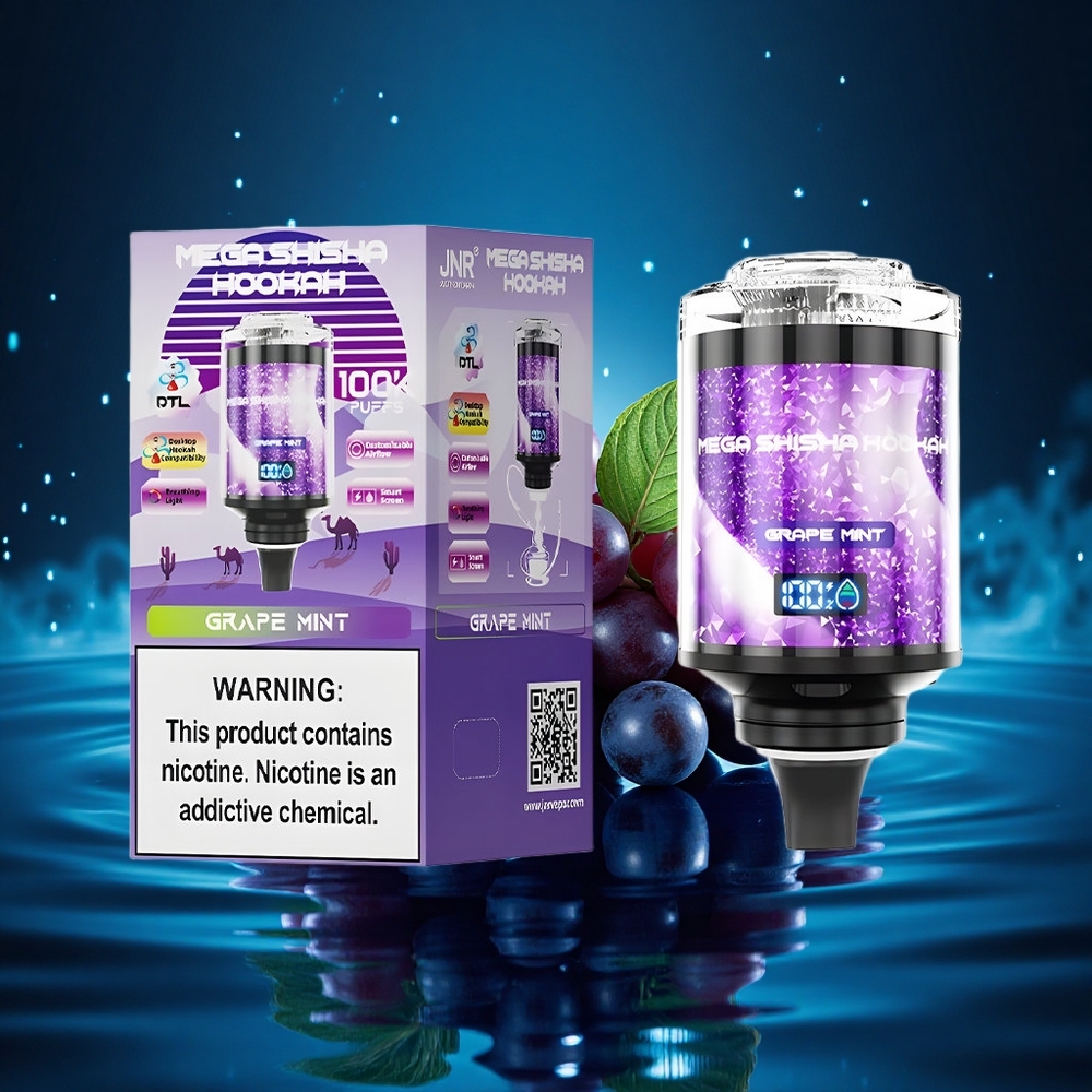 JNR Mega Shisha Hookah 100K Menta Uva Pantalla Inteligente 2200mAh
