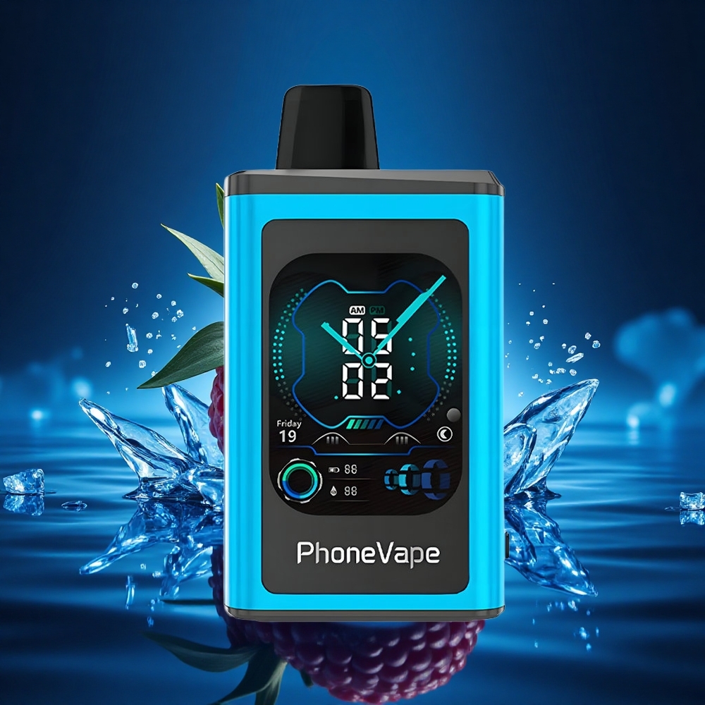 JNR PhoneVape 30000 Azul Frambuesa Hielo Turbo Pantalla Completa