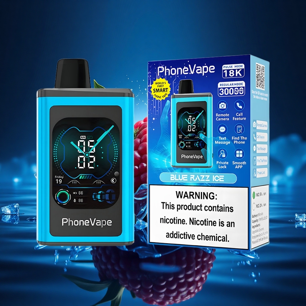 JNR PhoneVape 30000 Azul Frambuesa Hielo Turbo Pantalla Completa