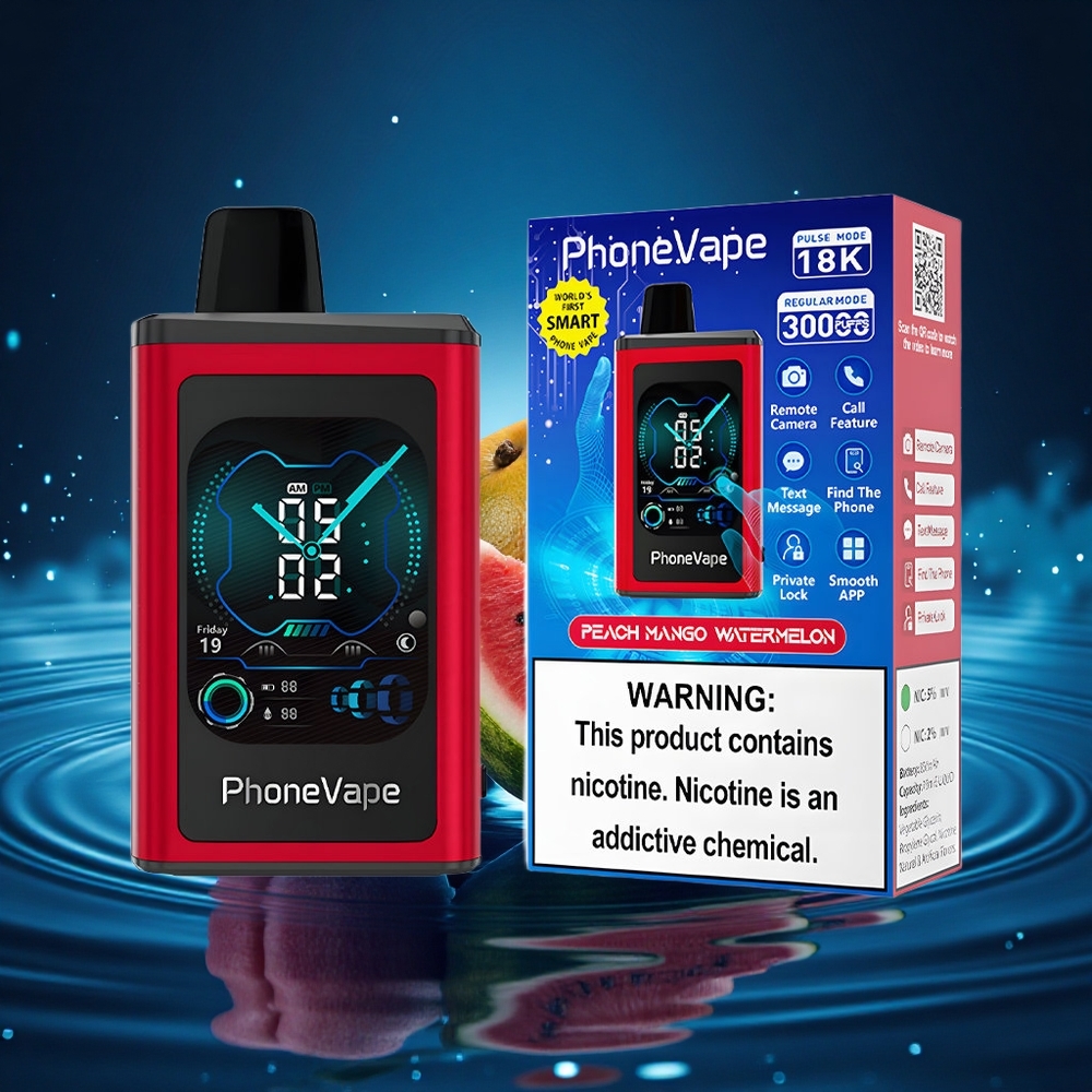 JNR PhoneVape 30000 Melocotón Mango Sandía con Batería Recargable y Pantalla Completa