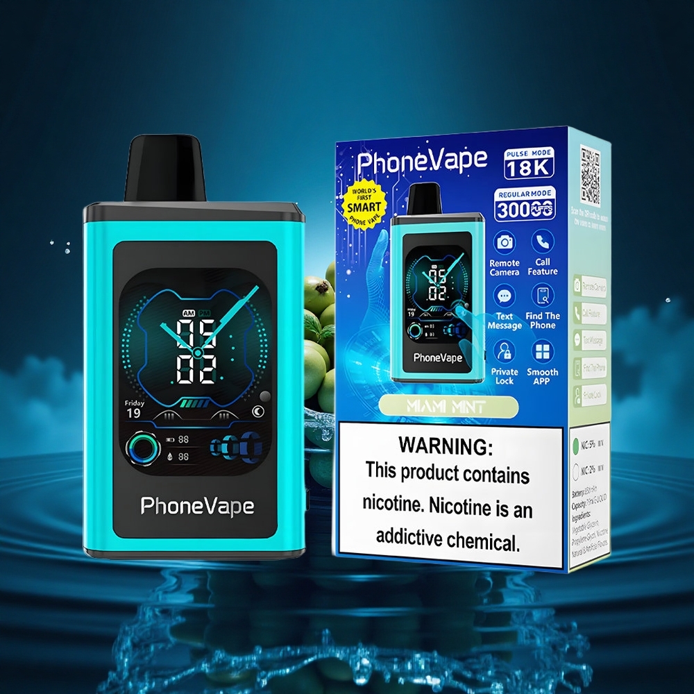 JNR PhoneVape 30000 Menta de Miami Turbo Pantalla Completa