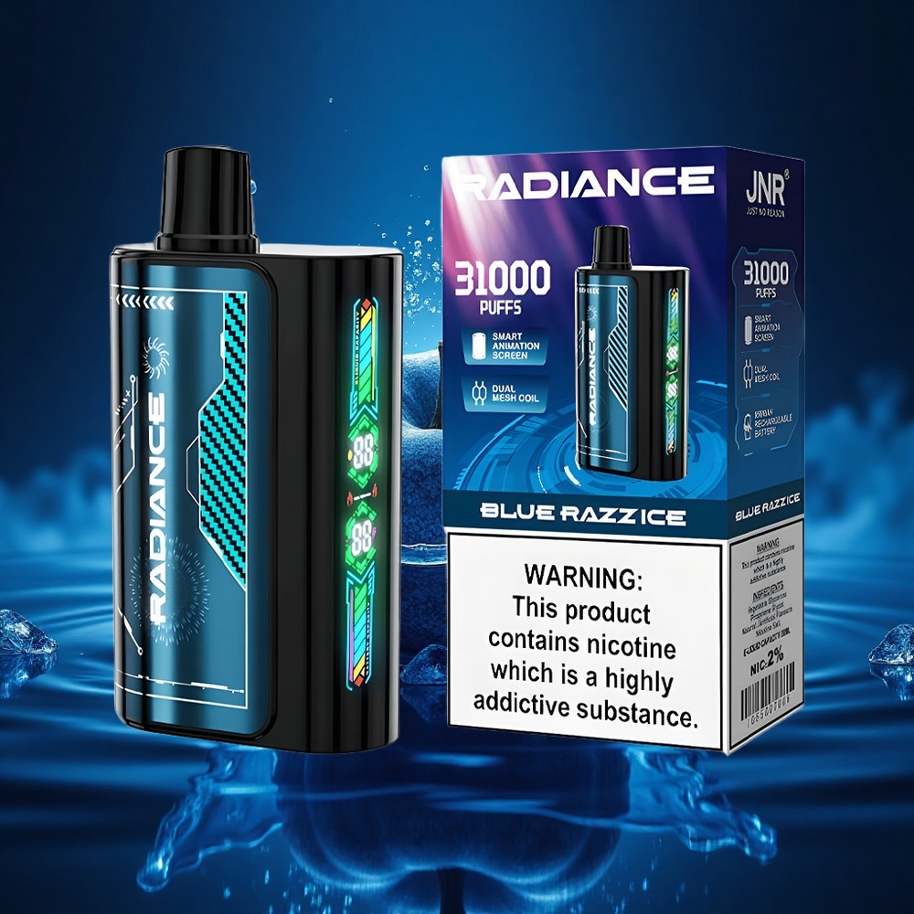 JNR Radiance 31000 Azul Frambuesa Hielo con Pantalla Animada y Batería Recargable