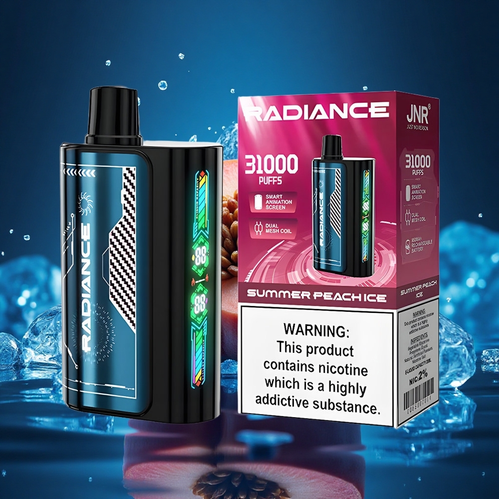 JNR Radiance 31000 Durazno de Verano Helado con Pantalla Inteligente y Doble Bobina Malla