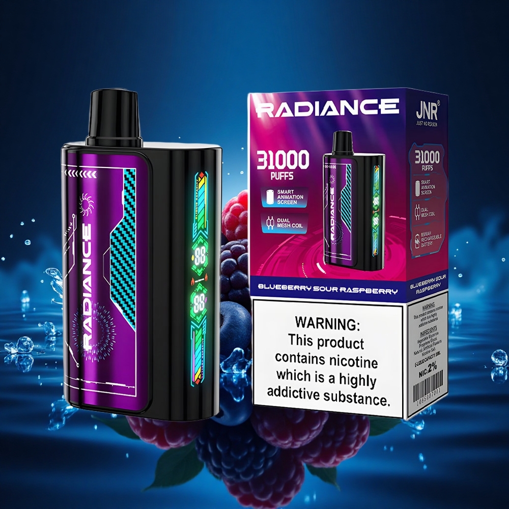 JNR Radiance 31000 Frambuesa Ácida Azul con Pantalla Inteligente y Batería Recargable
