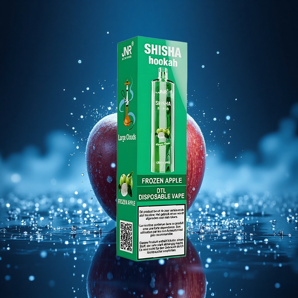 JNR Shisha Hookah 12000 Manzana Congelada Resistencia 0.6 Ohm Carga Rápida Tipo-C