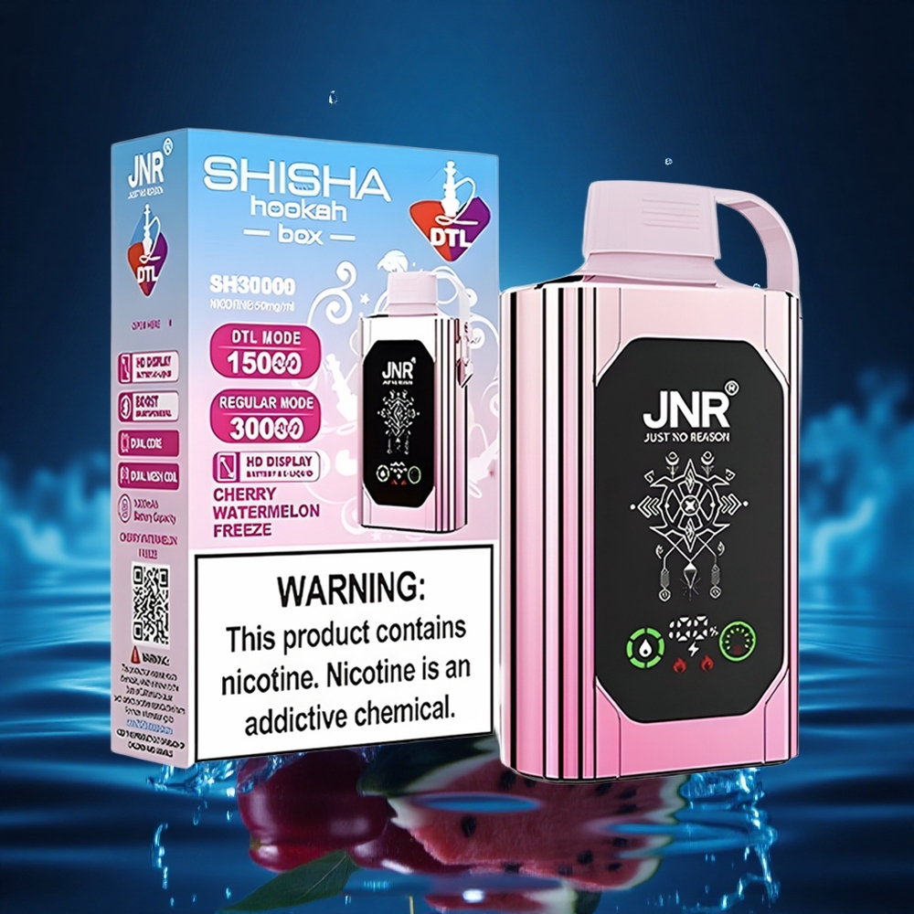 JNR Shisha Hookah Box 20500 Cereza Sandía Helada con Pantalla HD y Carga Rápida Tipo-C