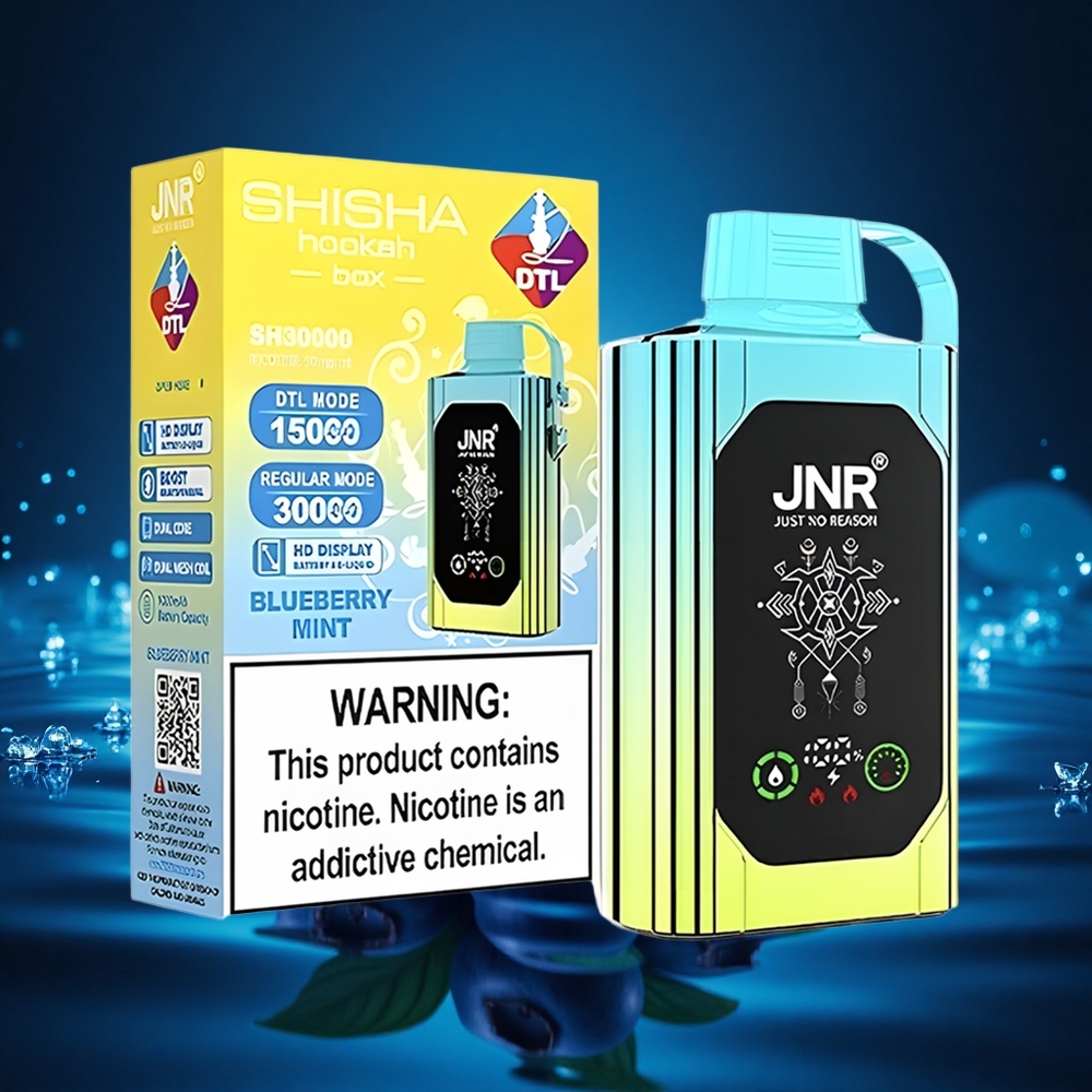 JNR Shisha Hookah Box 20500 Menta Arándano HD Dual Mesh Carga Rápida