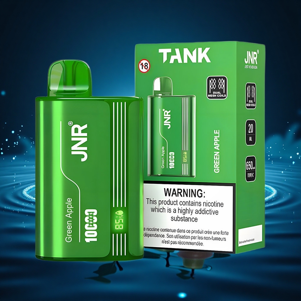 JNR Tank 10000 Manzana Verde Durazno Pera con Pantalla Digital y Carga Rápida