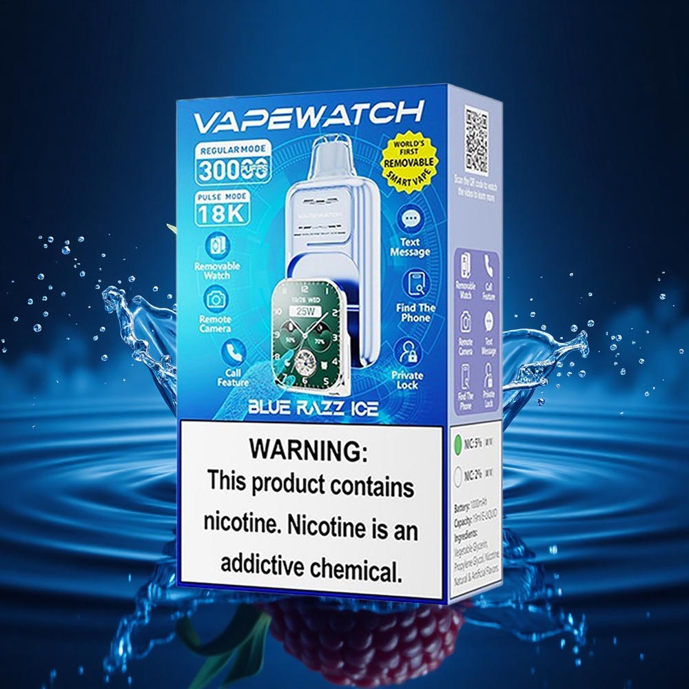 JNR VapeWatch 30000 Azul Frambuesa Hielo Doble Malla Carga Rápida