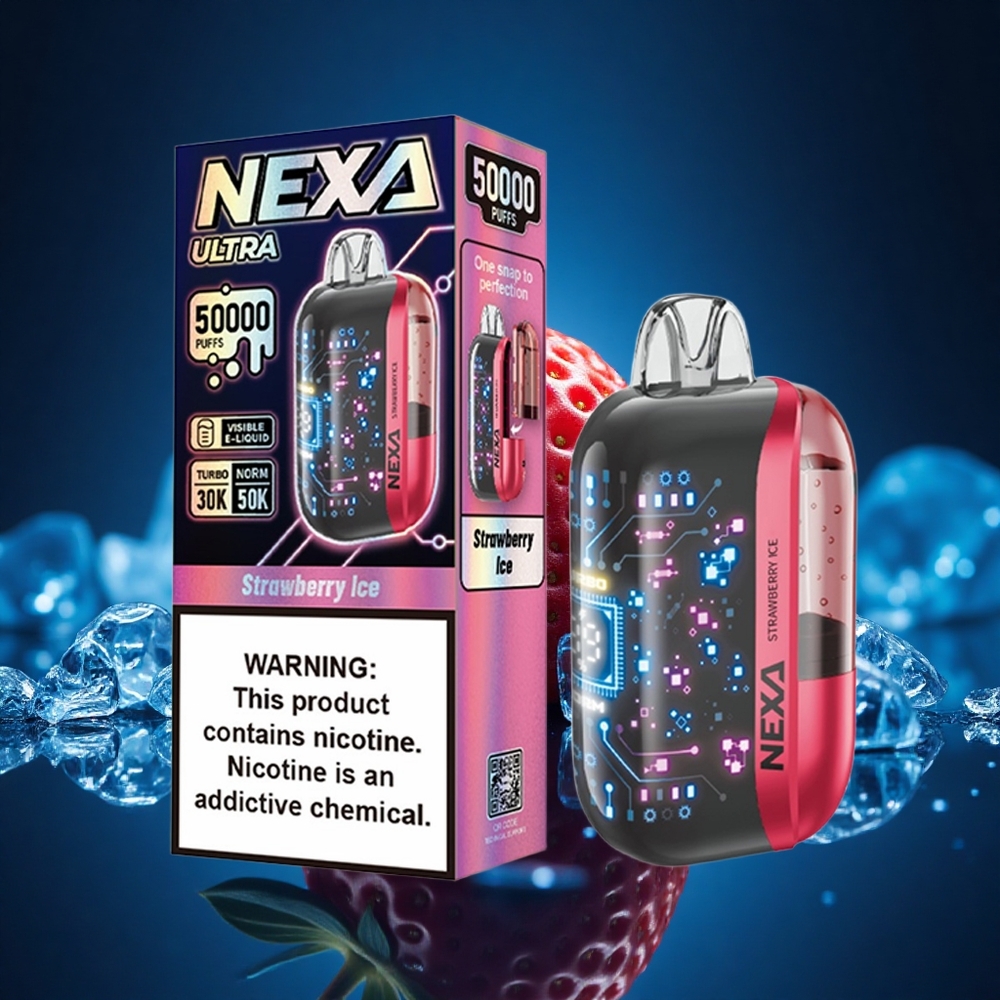 NEXA Ultra 50000 Puffs Helado de Fresa 50K con Pantalla 3D y Carga Tipo-C