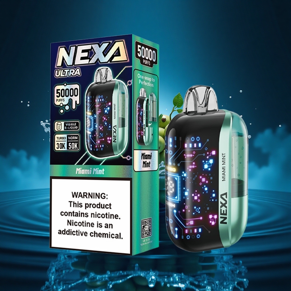 NEXA Ultra 50000 Puffs Menta de Miami 20ml Dual Mesh Pantalla 3D