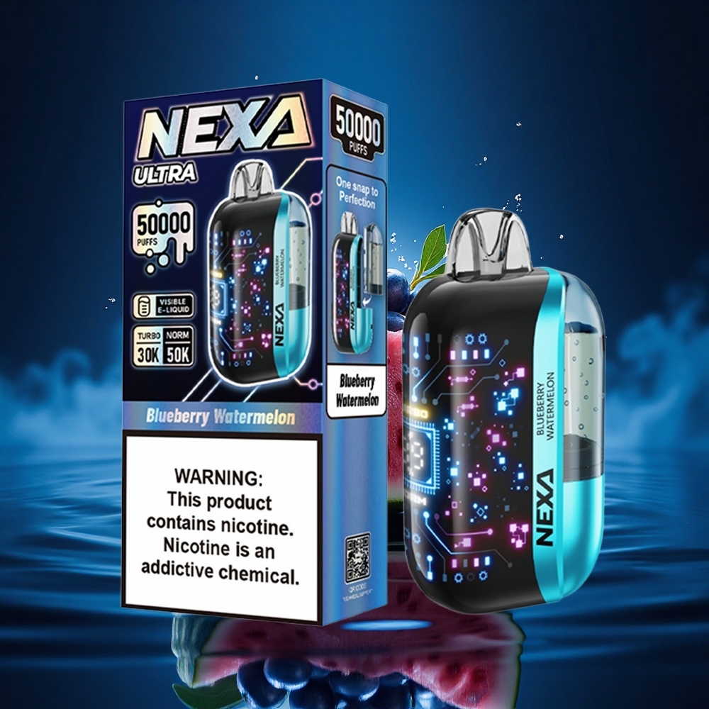 NEXA Ultra 50000 Puffs Sandía Arándano 50K con Pantalla 3D y Carga Tipo-C