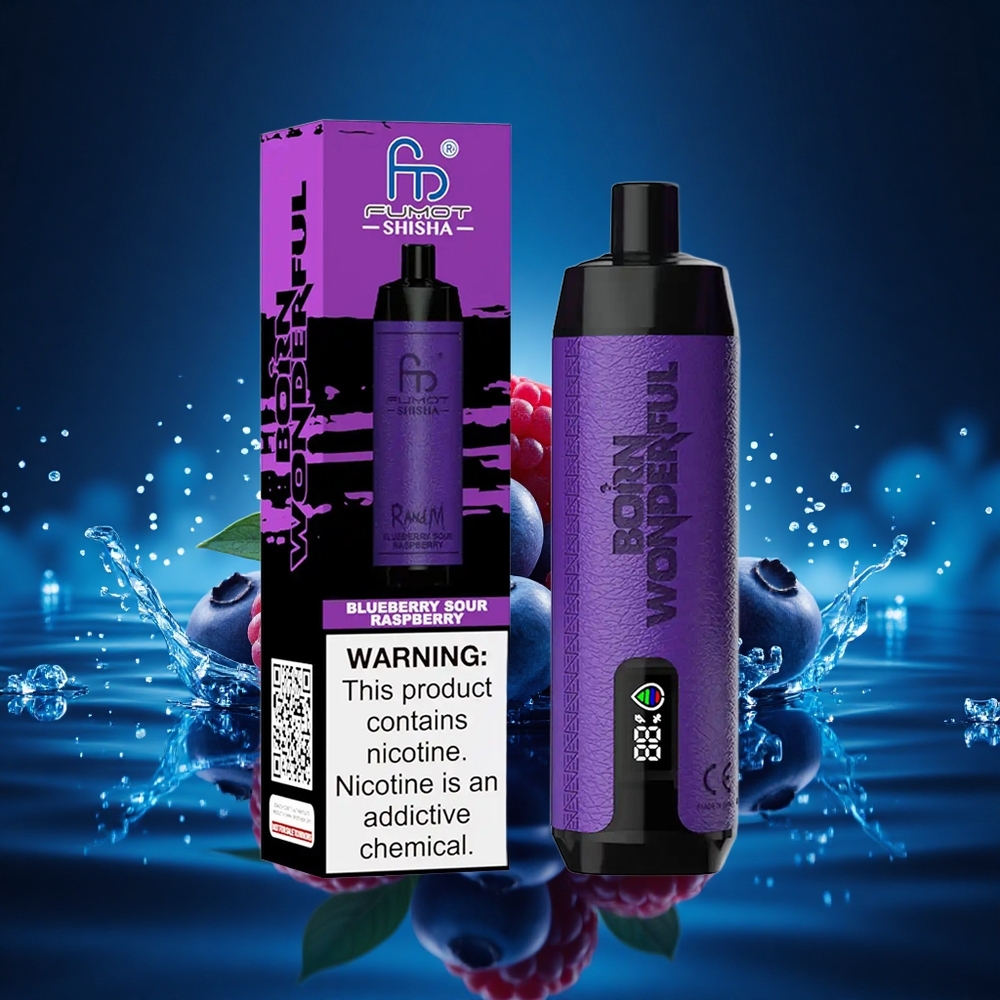 RandM Fumot Shisha 10000 Puffs Frambuesa Ácida Arándano con LED y Tipo-C