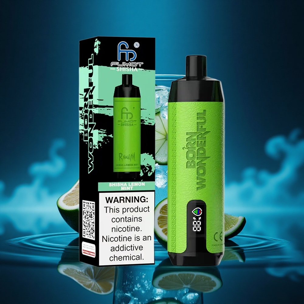 RandM Fumot Shisha 10000 Puffs Limón Menta Shisha LED 0.6ohm Tipo-C