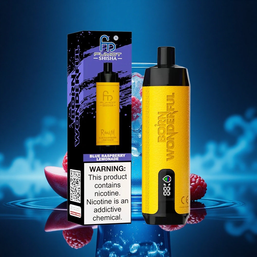 RandM Fumot Shisha 10000 Puffs Limonada de Frambuesa Azul con LED y 0.6ohm