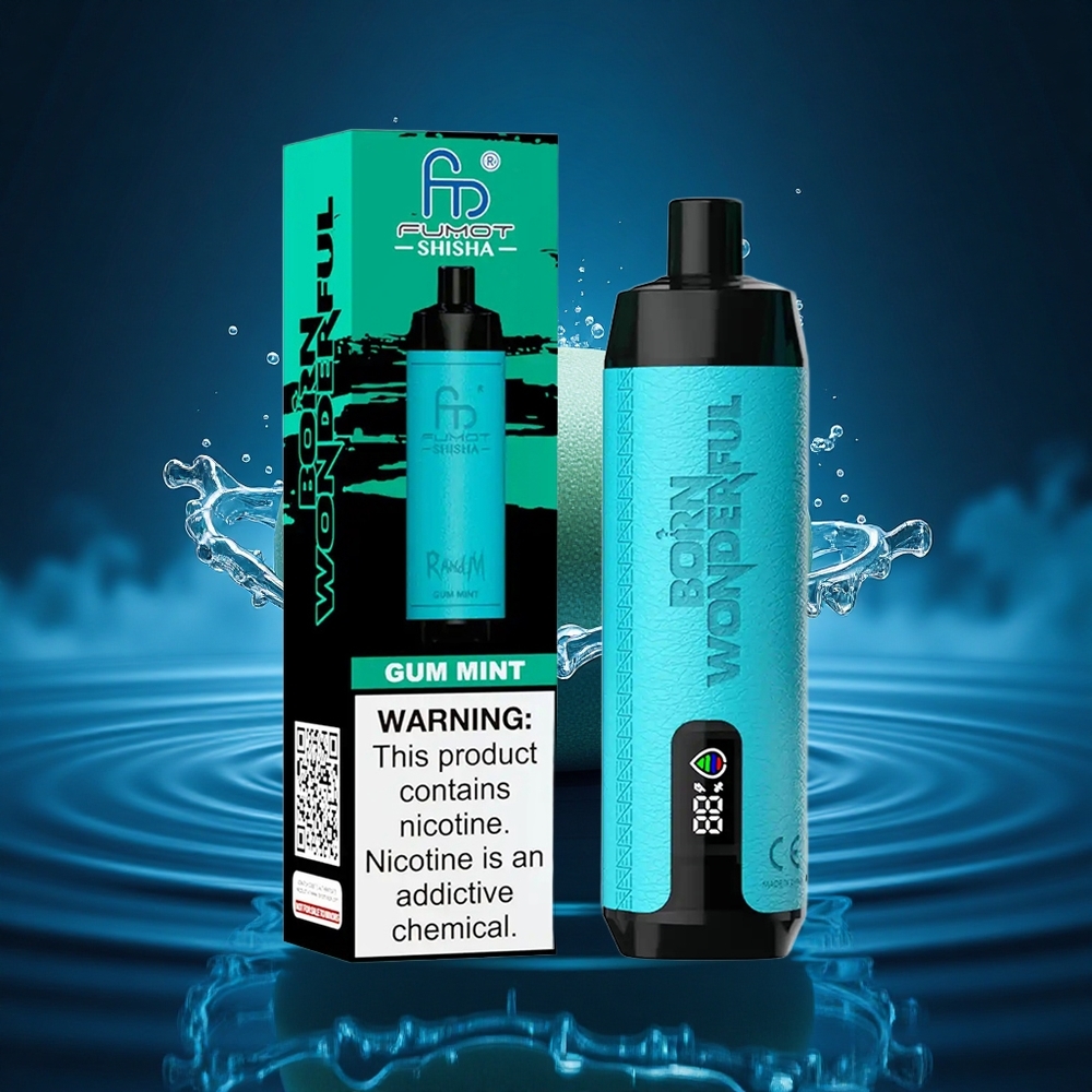 RandM Fumot Shisha 10000 Puffs Menta Chicle LED Tipo-C 18ml