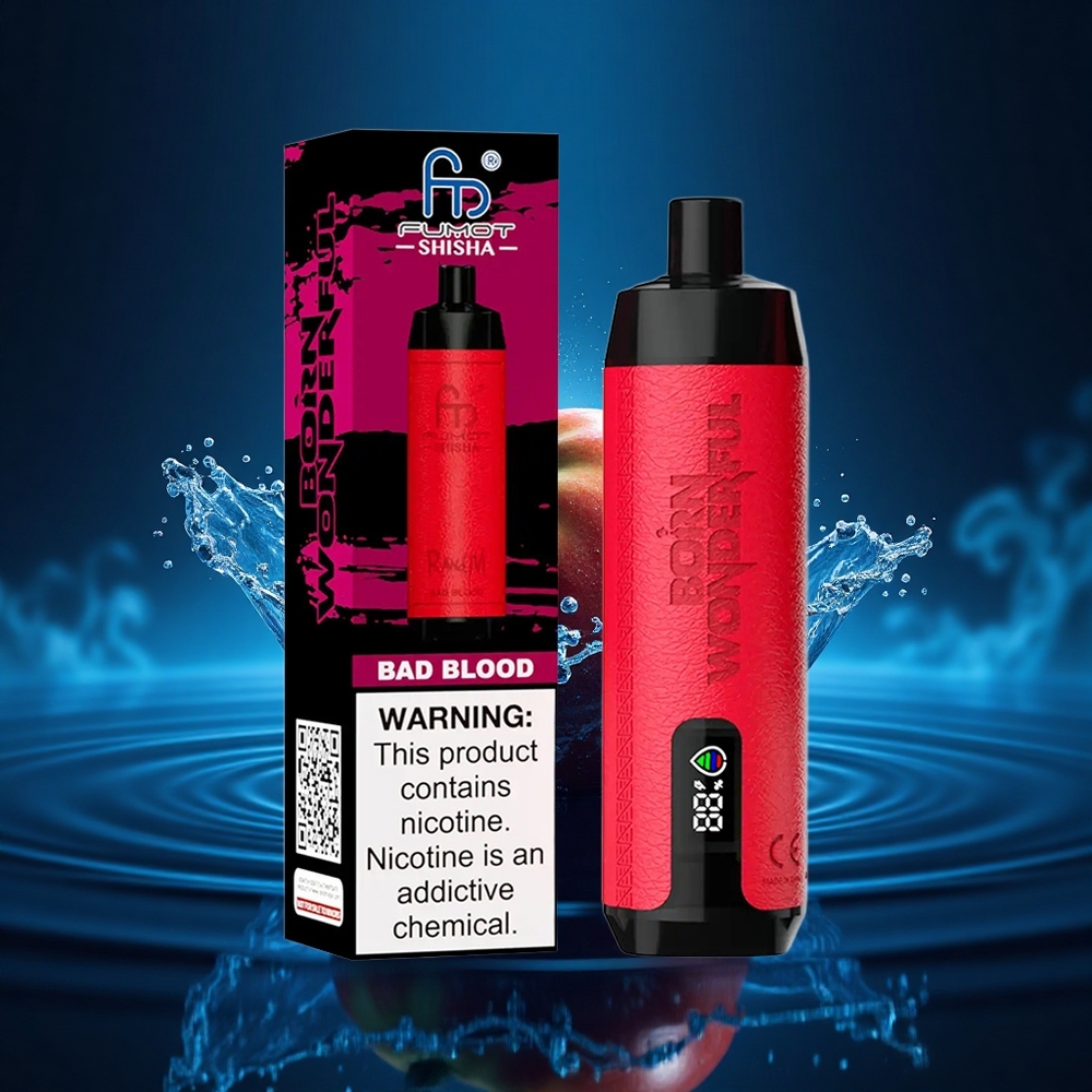 RandM Fumot Shisha 10000 Puffs Sangre Mala LED Tipo-C