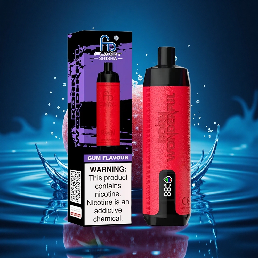 RandM Fumot Shisha 10000 Puffs Vape Desechable con Sabor a Chicle, Indicador LED y Batería 850 mAh