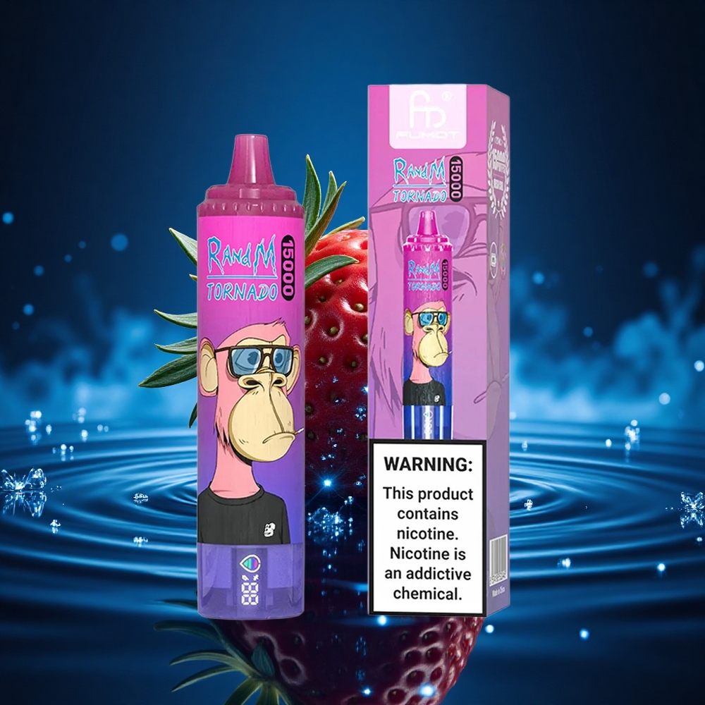 RandM Fumot Tornado 15000 Puffs Fresa Uva Tipo-C 25ml Pantalla LCD