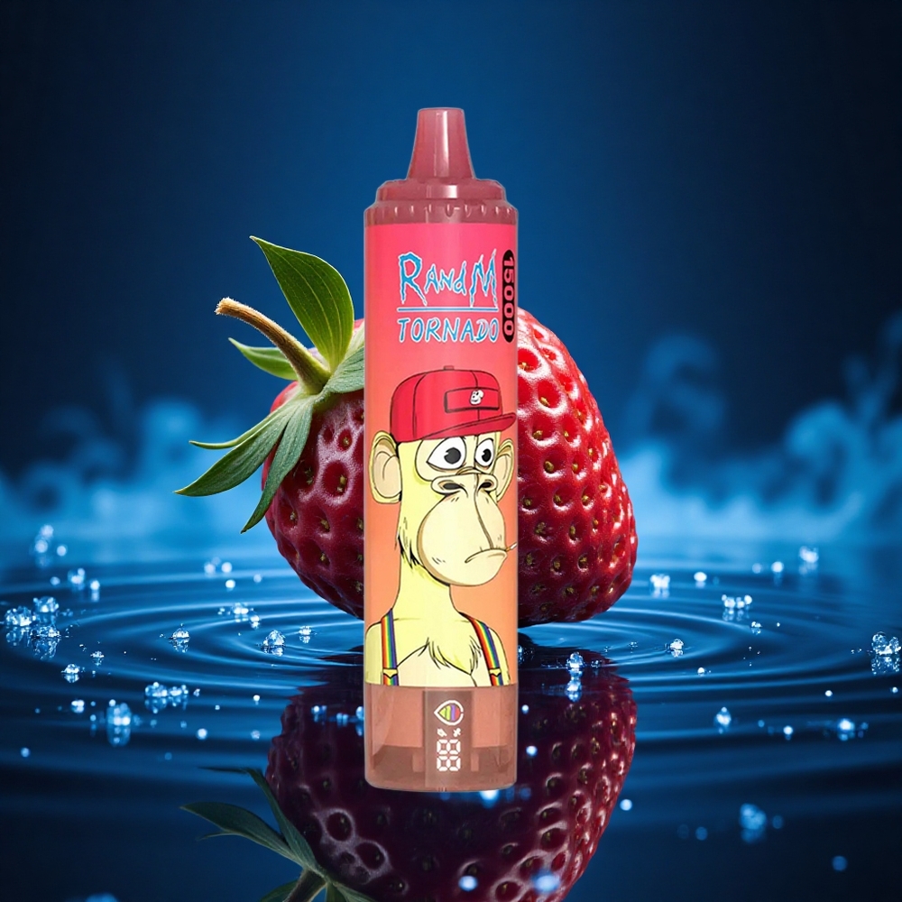 RandM Fumot Tornado 15000 Puffs Tornado Fresa Roja 25ml Tipo-C Pantalla LCD
