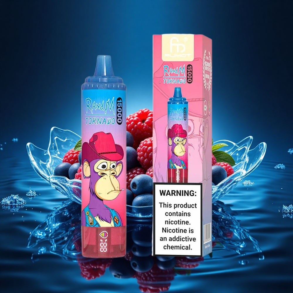 RandM Fumot Tornado 15000 Puffs Tornado de Bayas Mixtas con Pantalla LCD y Carga Tipo-C