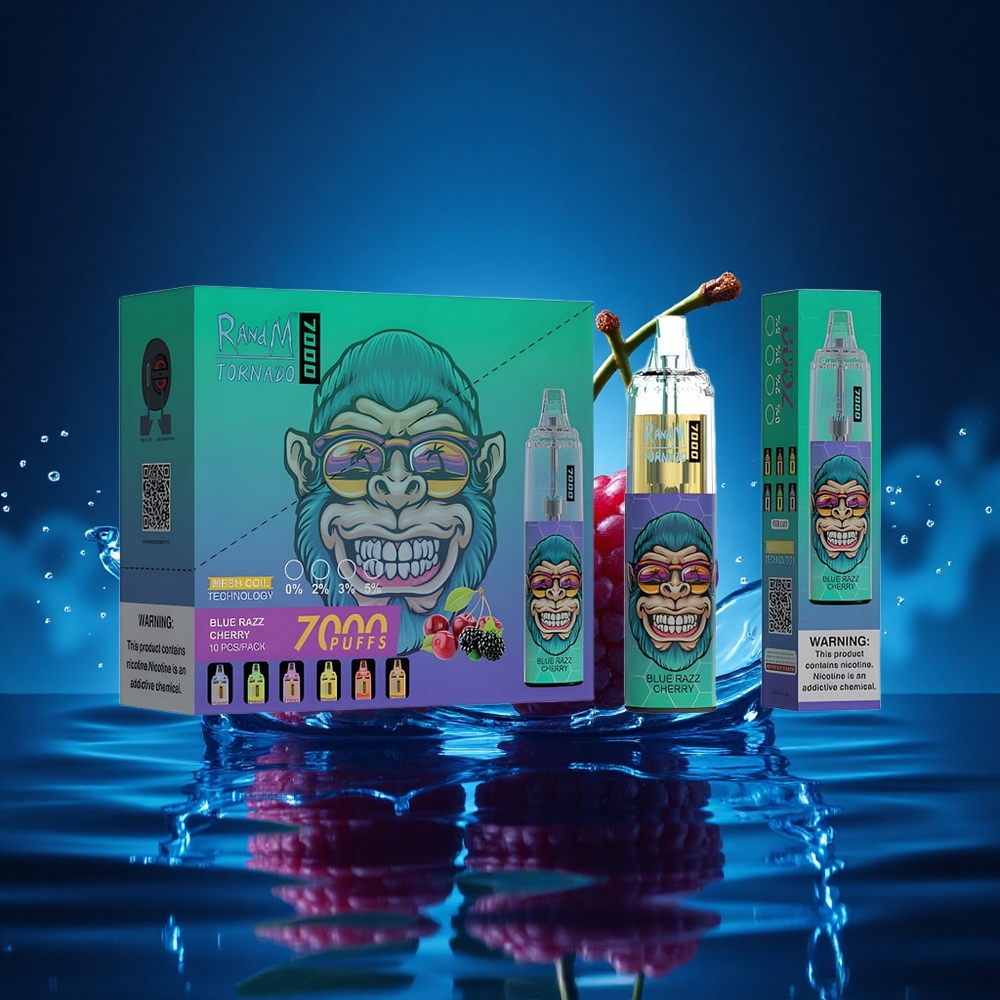 RandM Fumot Tornado 7000 Puffs Cereza Azul Frambuesa 14ML Tipo-C Malla