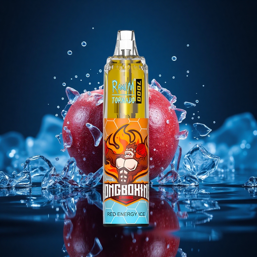 RandM Fumot Tornado 7000 Puffs Energía Roja Hielo con Bobina Mesh y Luz RGB