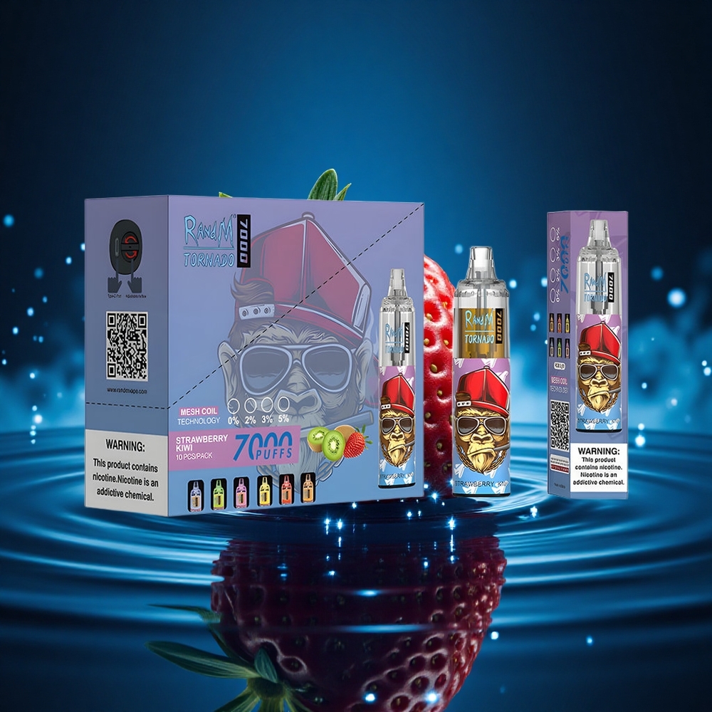 RandM Fumot Tornado 7000 Puffs Fresa Kiwi Luz RGB Tipo-C
