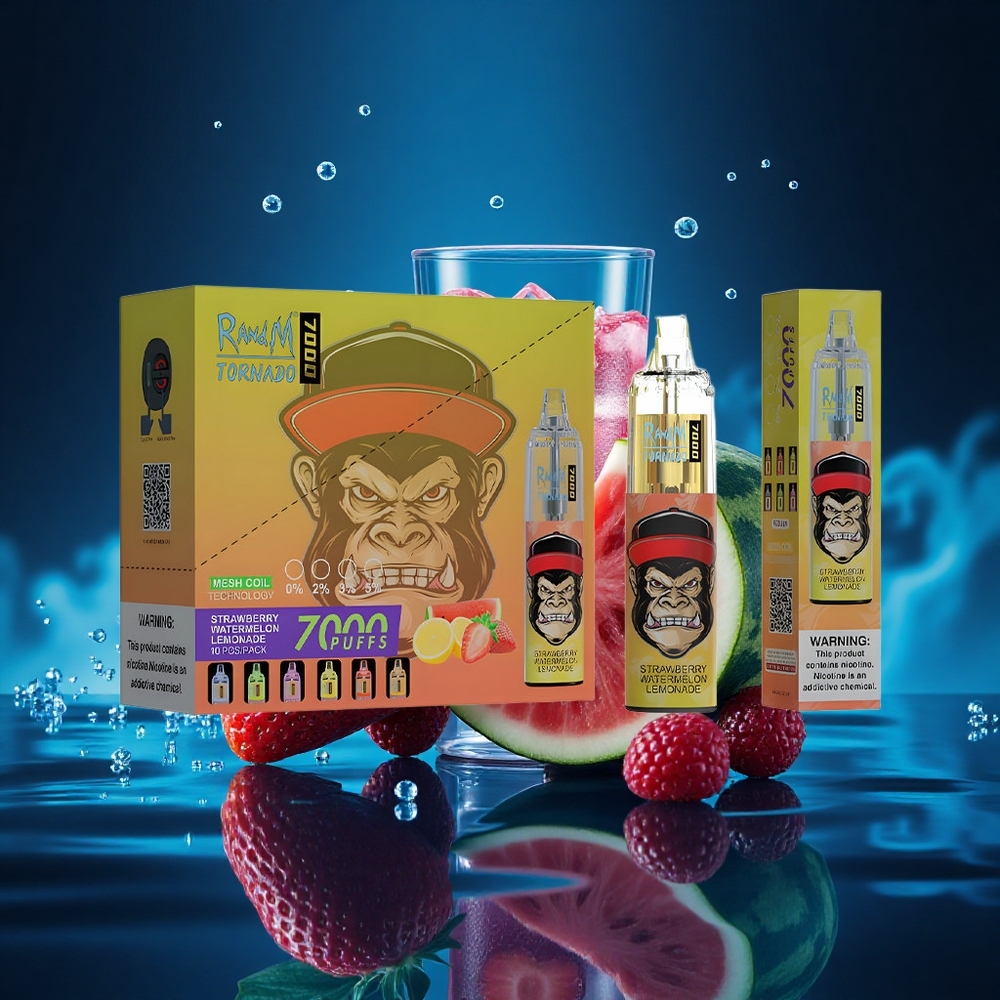 RandM Fumot Tornado 7000 Puffs Fresa Sandía Limonada con Batería 850 MAH y Luz RGB
