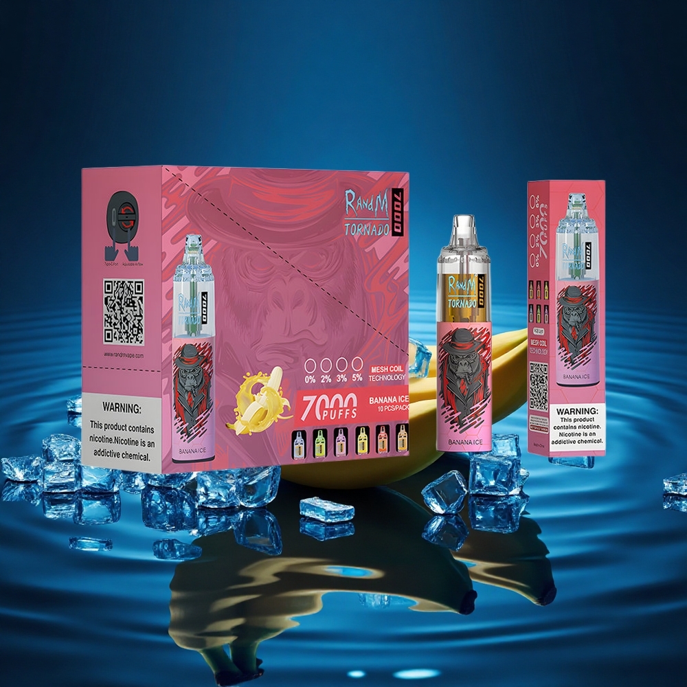 RandM Fumot Tornado 7000 Puffs Helado de Banana con Coil Malla y Luz RGB