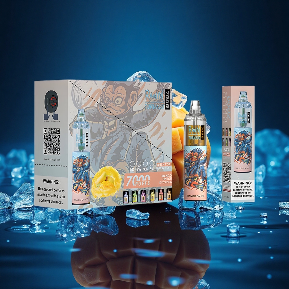 RandM Fumot Tornado 7000 Puffs Mango en Hielo con 14 ML y Luz RGB