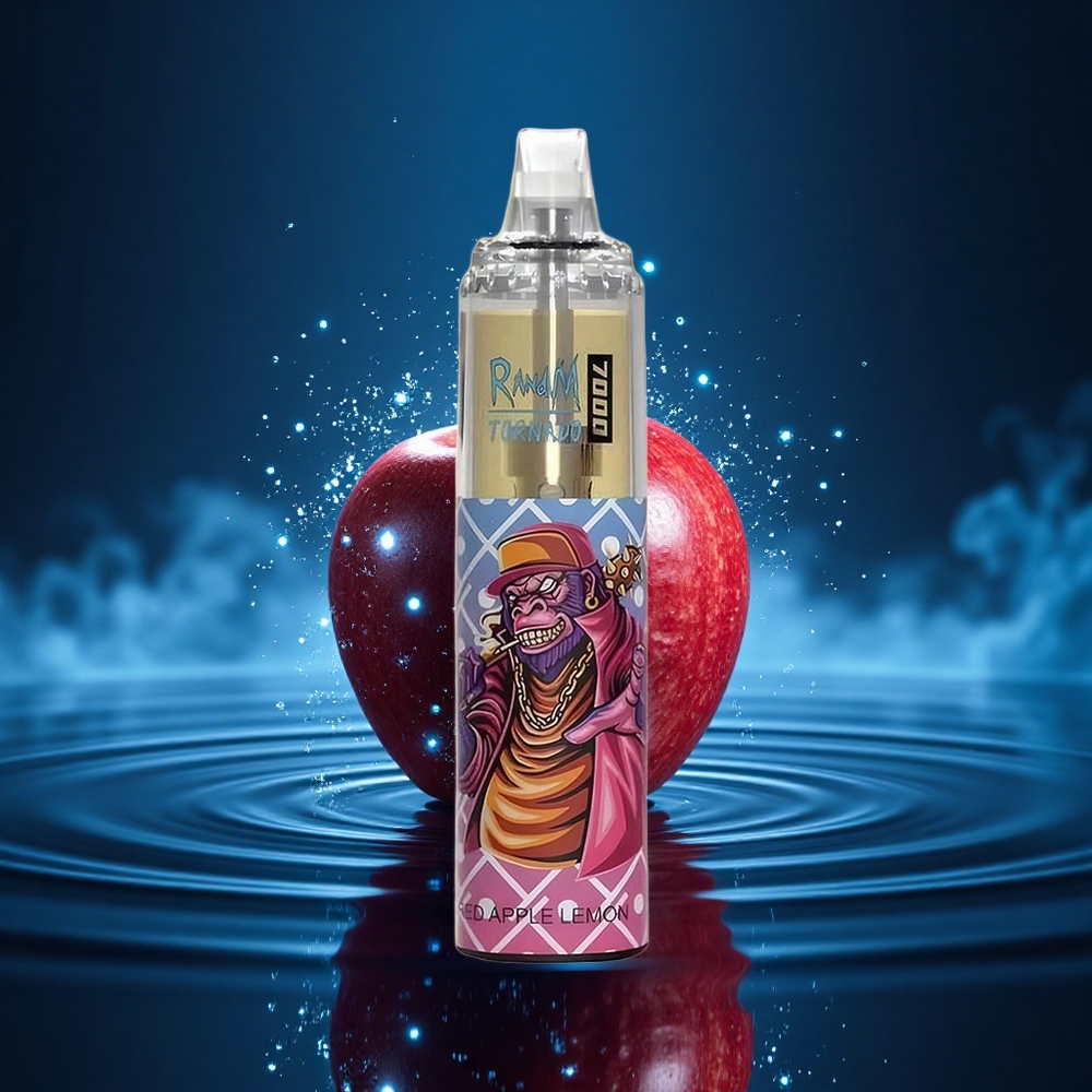 RandM Fumot Tornado 7000 Puffs Manzana Roja Limón 14ML Tipo-C Malla Ajustable