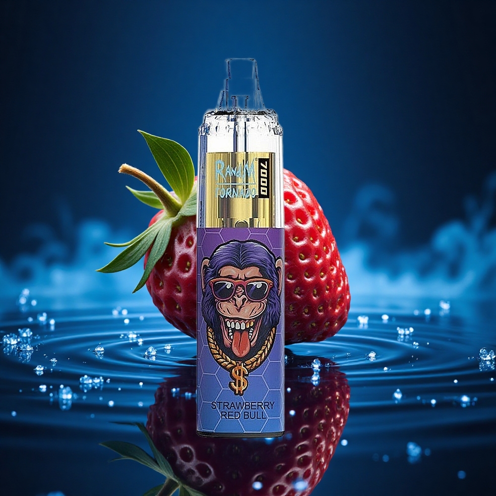 RandM Fumot Tornado 7000 Puffs Toro Rojo Fresa con Bobina Mesh y Luz RGB