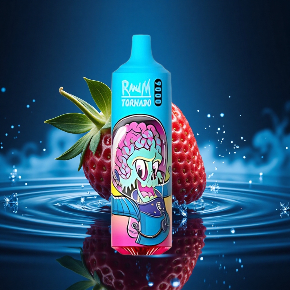 RandM Fumot Tornado 9000 Puffs Agua de Fresa y Sandía con Pantalla RGB y Bobina Mesh