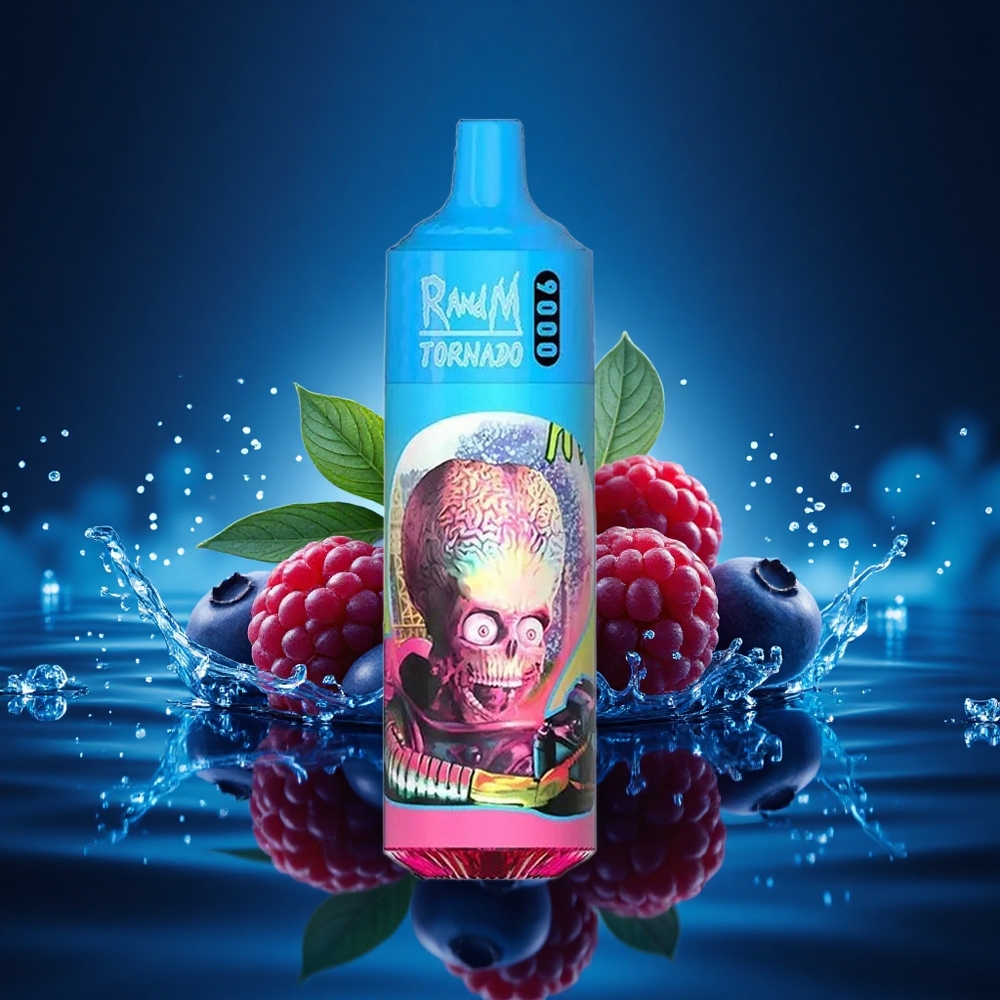 RandM Fumot Tornado 9000 Puffs Arándano Agrio Frambuesa con 18 mL y Pantalla RGB