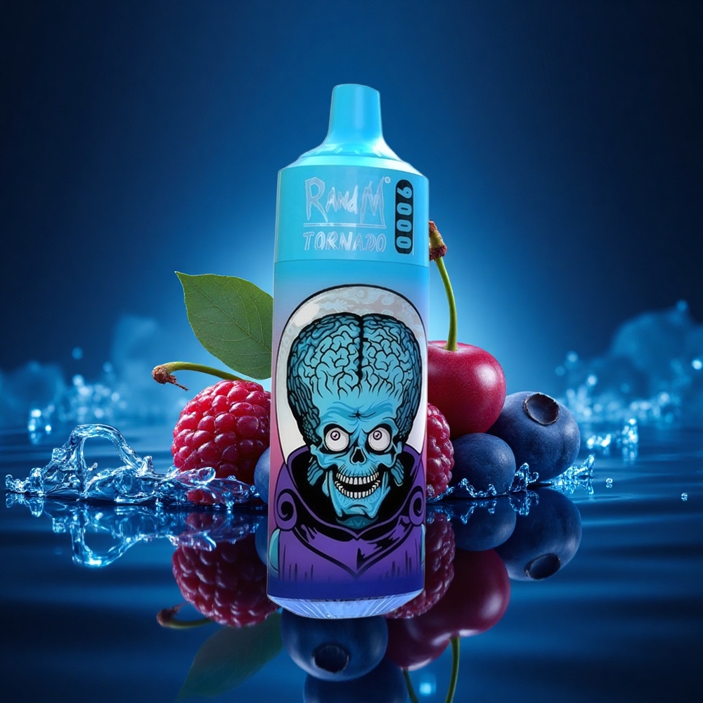 RandM Fumot Tornado 9000 Puffs Arándano Cereza Mora con Pantalla RGB y Bobina Malla