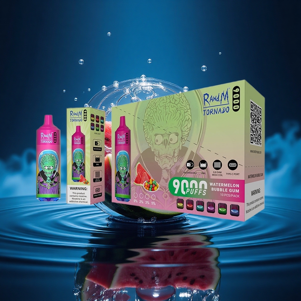 RandM Fumot Tornado 9000 Puffs Chicle de Sandía con Malla y Pantalla RGB