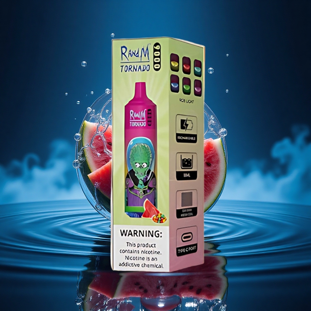 RandM Fumot Tornado 9000 Puffs Chicle de Sandía con Malla y Pantalla RGB