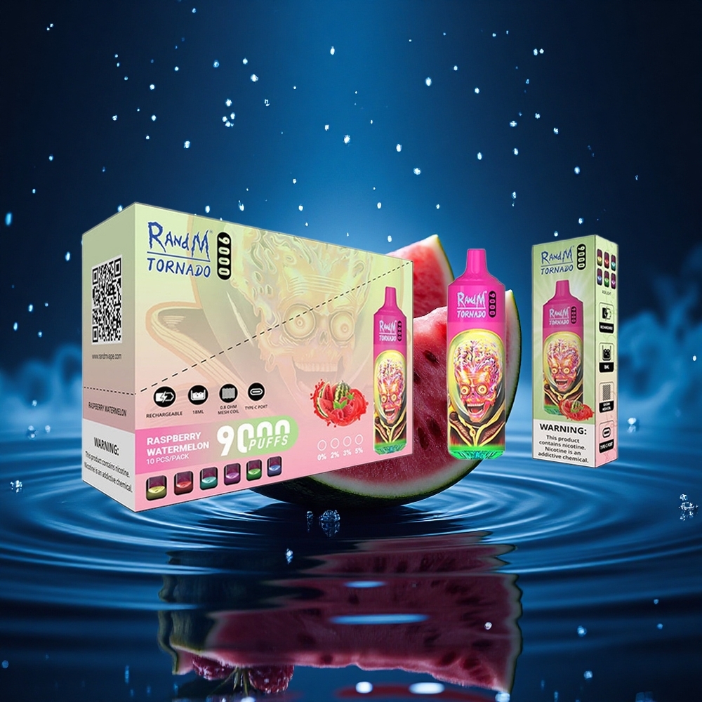 RandM Fumot Tornado 9000 Puffs Frambuesa Sandía 9000 Pufos 18 mL Pantalla RGB