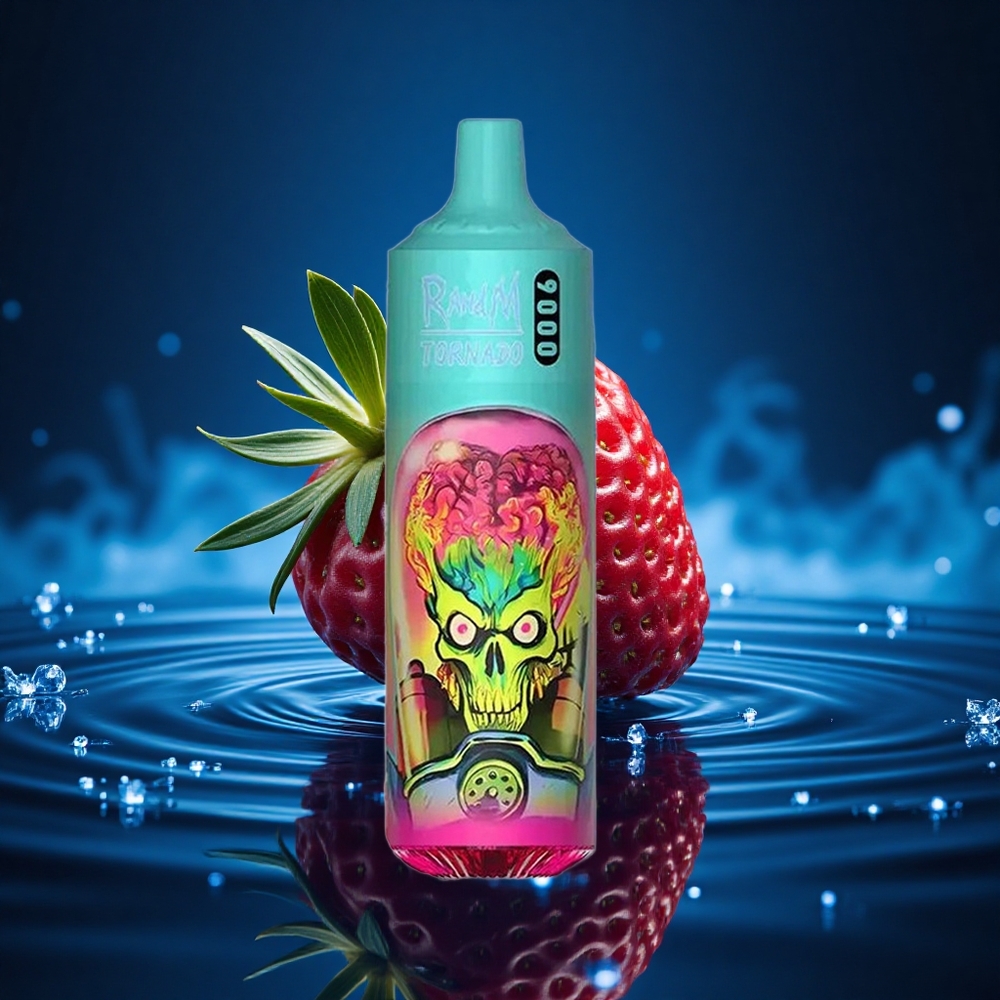 RandM Fumot Tornado 9000 Puffs Fresa Frambuesa con Malla y Pantalla RGB