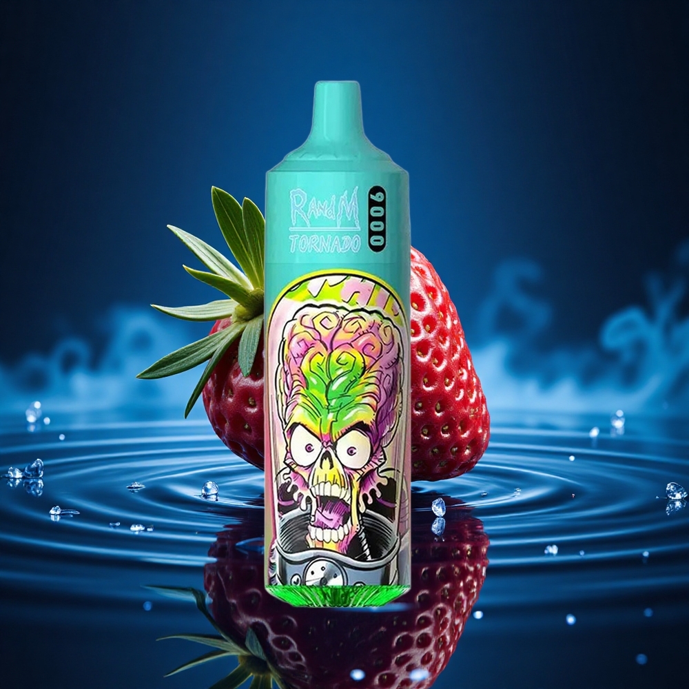 RandM Fumot Tornado 9000 Puffs Fresa Granada con 18 mL y Pantalla RGB