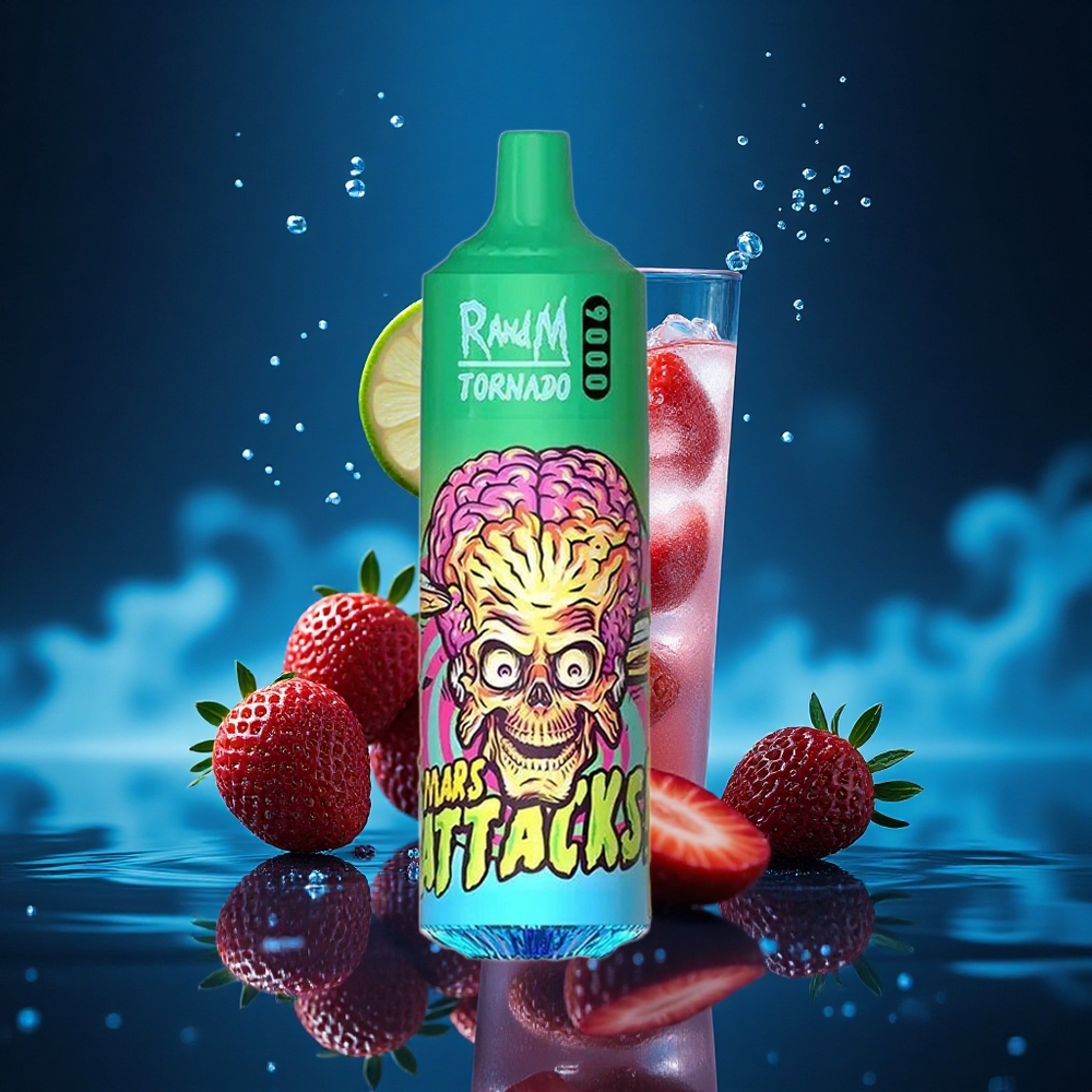 RandM Fumot Tornado 9000 Puffs Fresa Limonada con Pantalla RGB y Bobina Malla