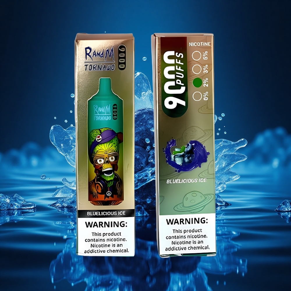 RandM Fumot Tornado 9000 Puffs Helado Azul Delicioso con Pantalla RGB y Bobina Malla