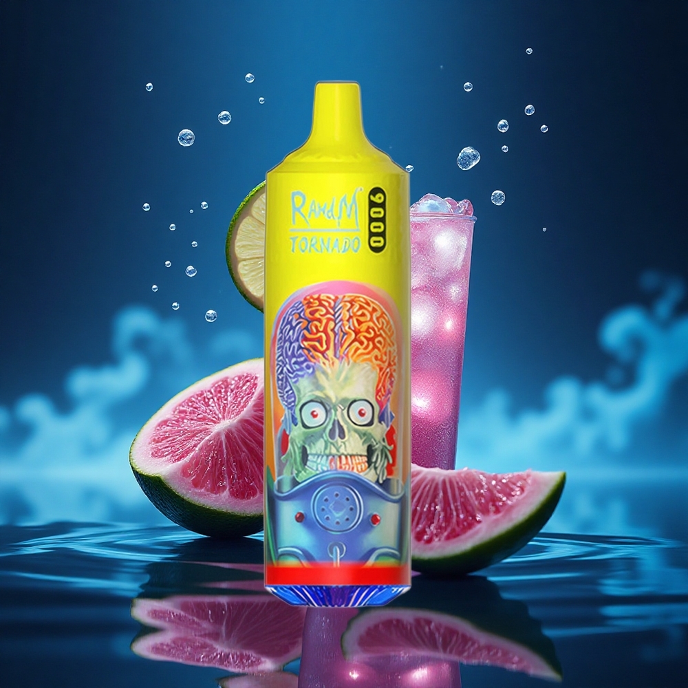 RandM Fumot Tornado 9000 Puffs Limón Rosado Refrescante con Pantalla RGB y Bobina Malla