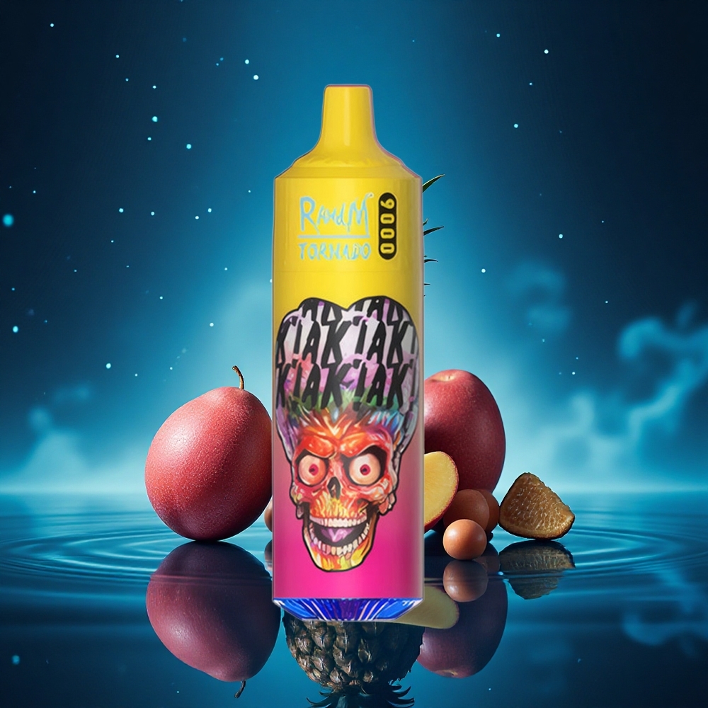 RandM Fumot Tornado 9000 Puffs Mango Piña Melocotón con Pantalla RGB y Bobina Malla