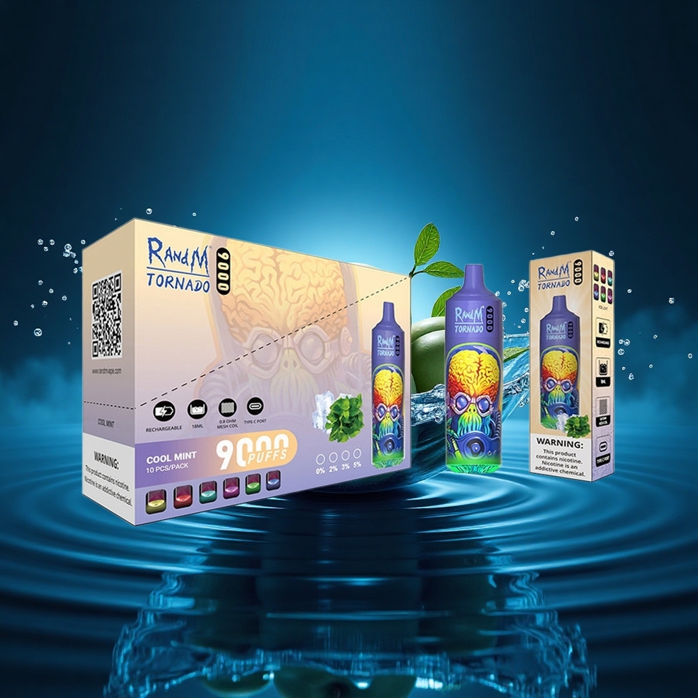 RandM Fumot Tornado 9000 Puffs Menta Fresca con Pantalla RGB y Bobina Mesh